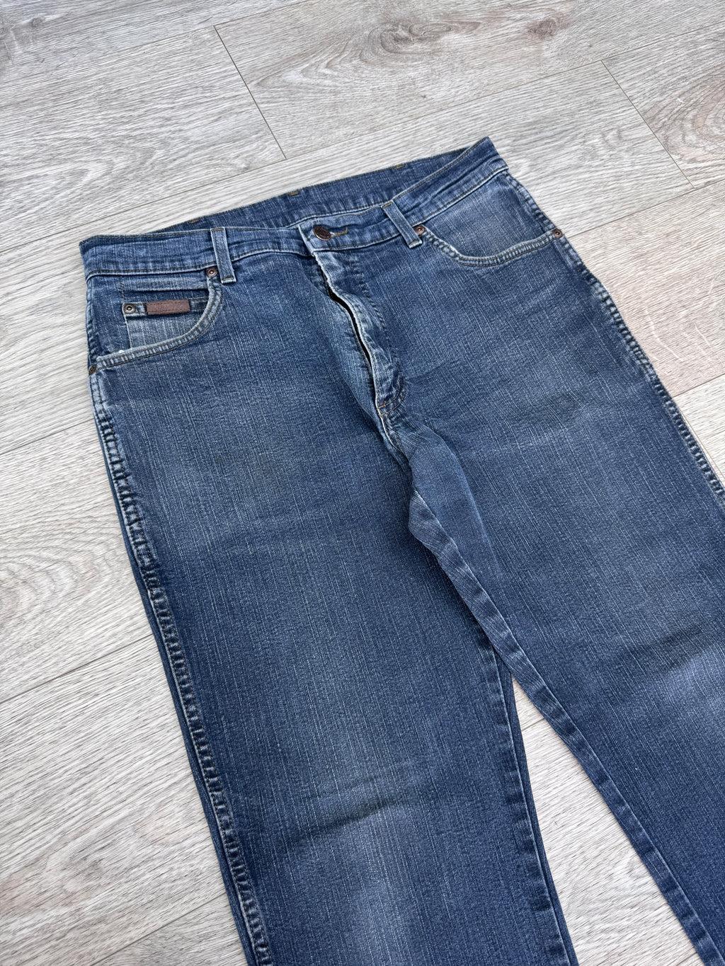 Wrangler Texas Stretch Mens Jeans W34 L28 Blue Denim Regular Straight Leg
