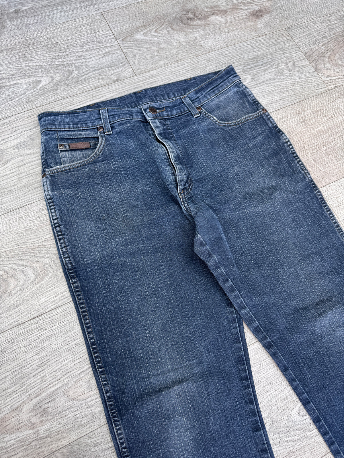 Wrangler Texas Stretch Mens Jeans W34 L28 Blue Denim Regular Straight Leg