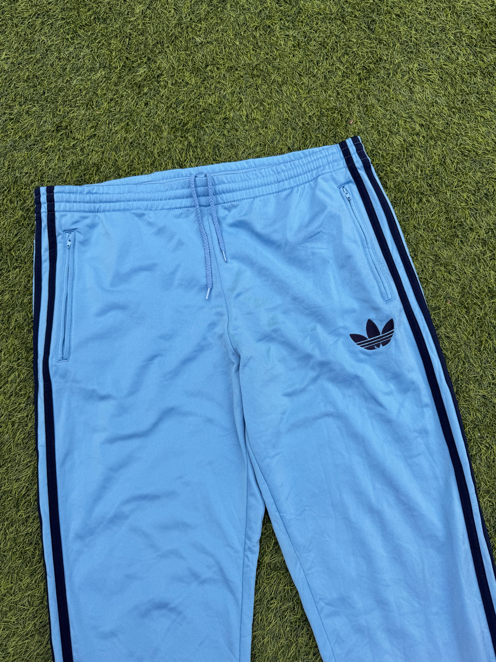 Adidas Originals Mens Track Pants Medium Blue Blue 3 Stripe Trefoil Joggers