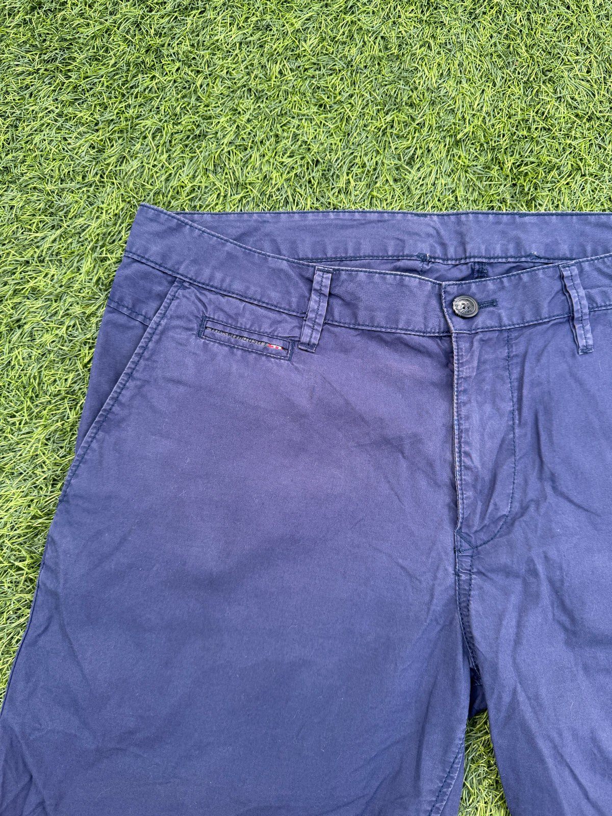 Diesel Mens Chino Shorts Navy Blue Cotton Casual Summer W 33