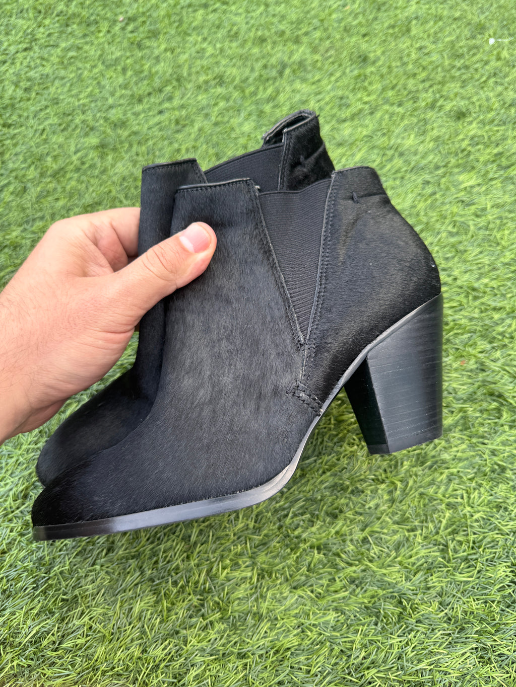 M&S Autograph Womens Pony Hair Chelsea Ankle Boots Black UK 7 Block Heel