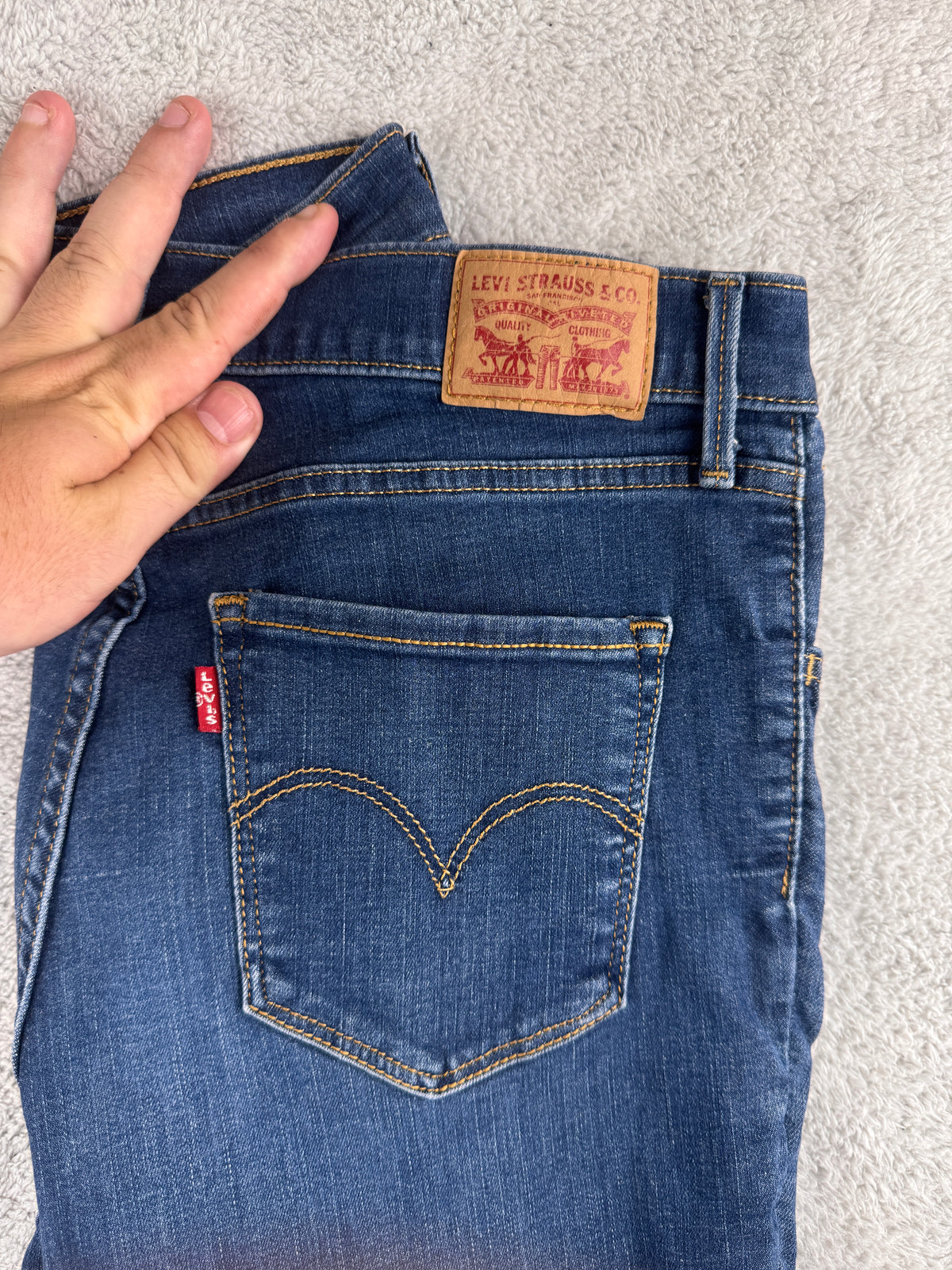 Levis 720 Womens Jeans W30 L30 High Rise Super Skinny Stretch Blue Denim