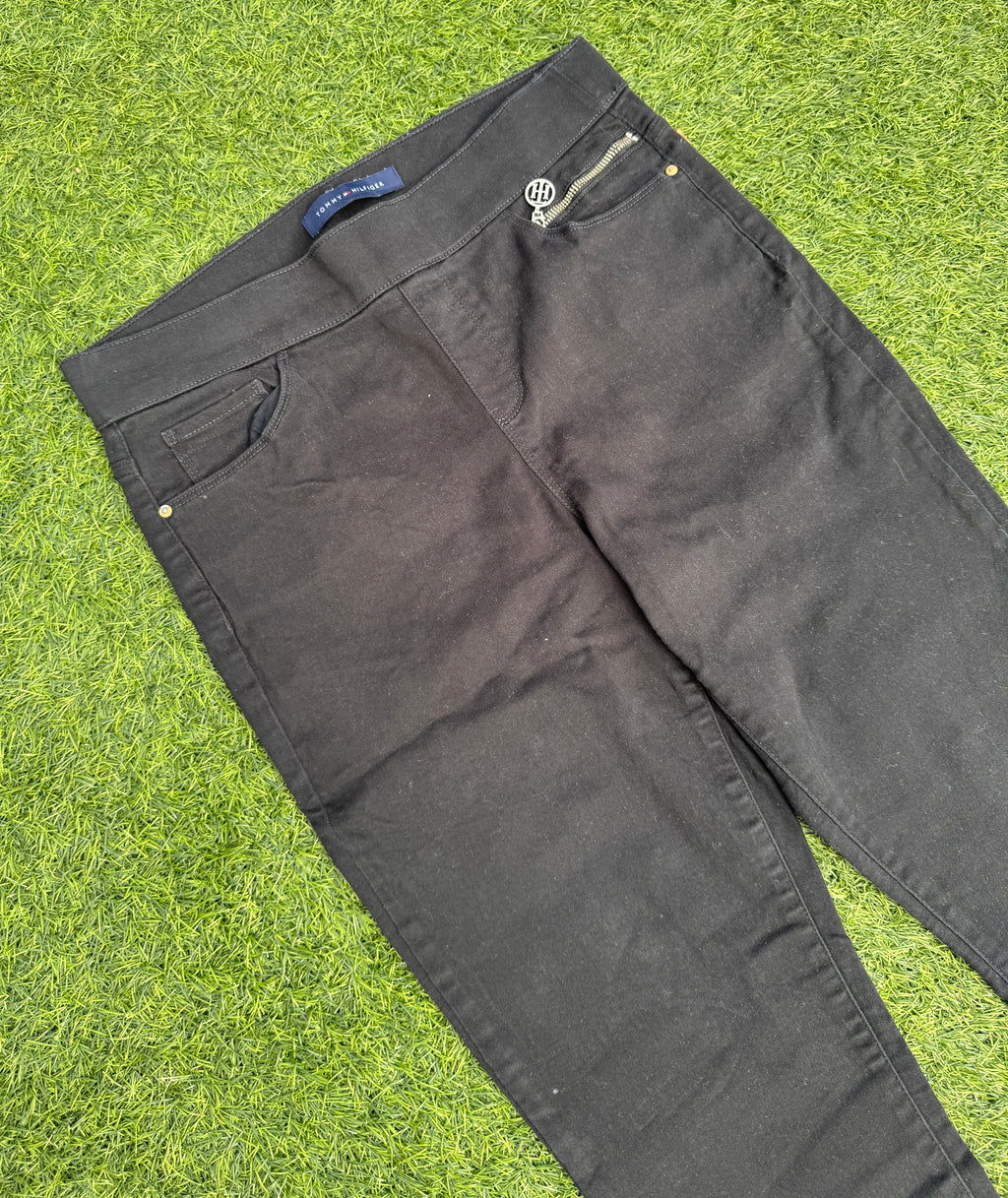 Tommy Hilfiger Womens Black Skinny Trousers Jeans Size 10 Stretch Zip Pocket