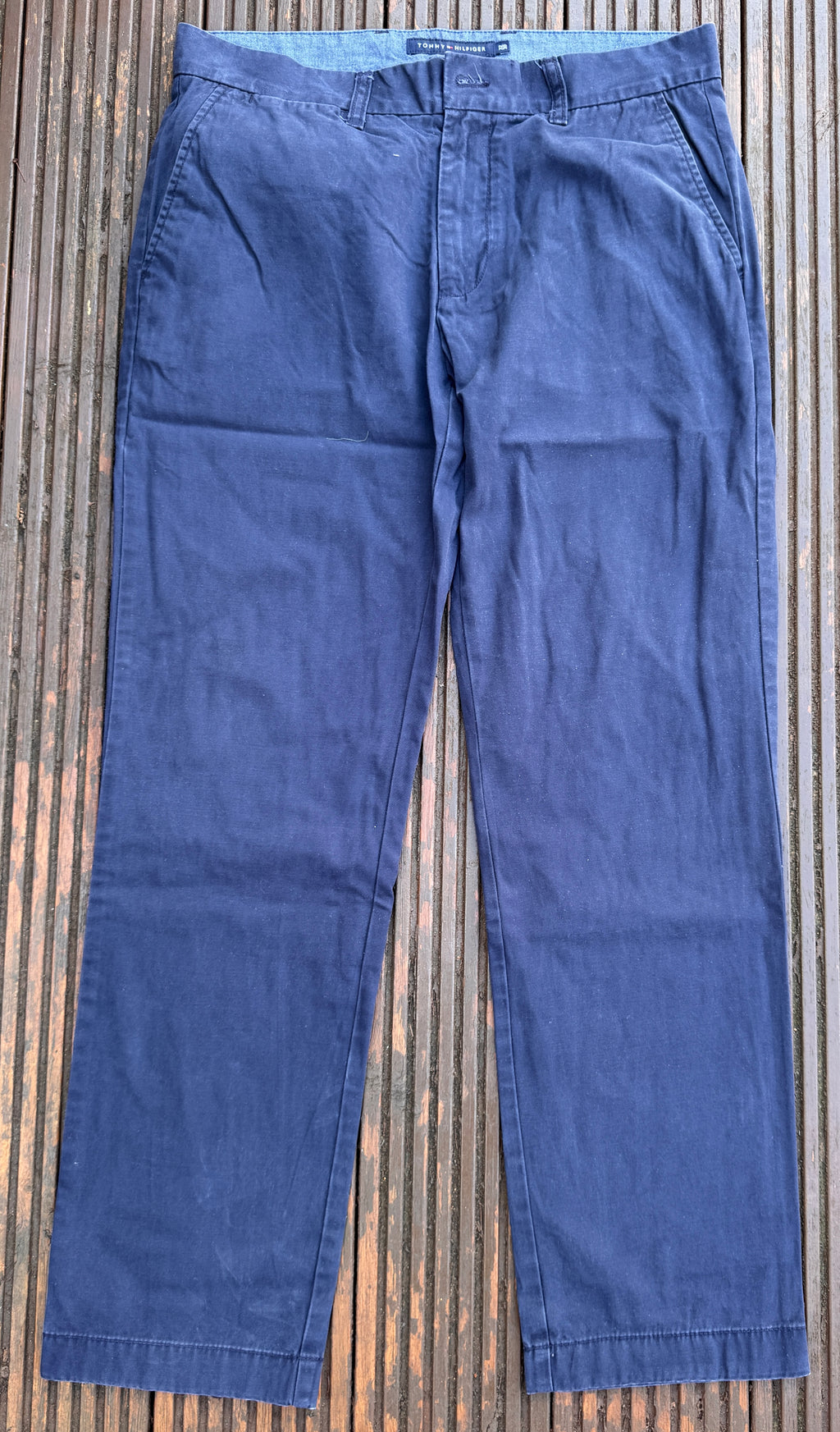 Tommy Hilfiger Mens Chino Trousers W32 L30 Navy Blue Tailored Fit