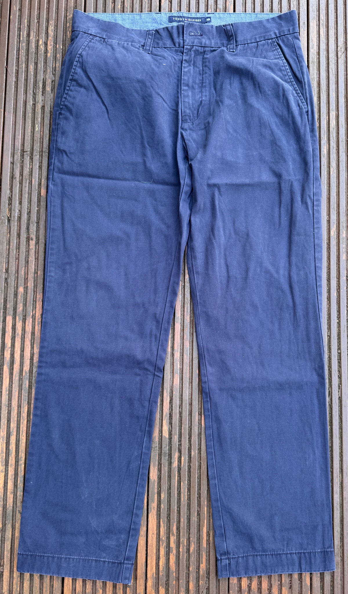 Tommy Hilfiger Mens Chino Trousers W32 L30 Navy Blue Tailored Fit