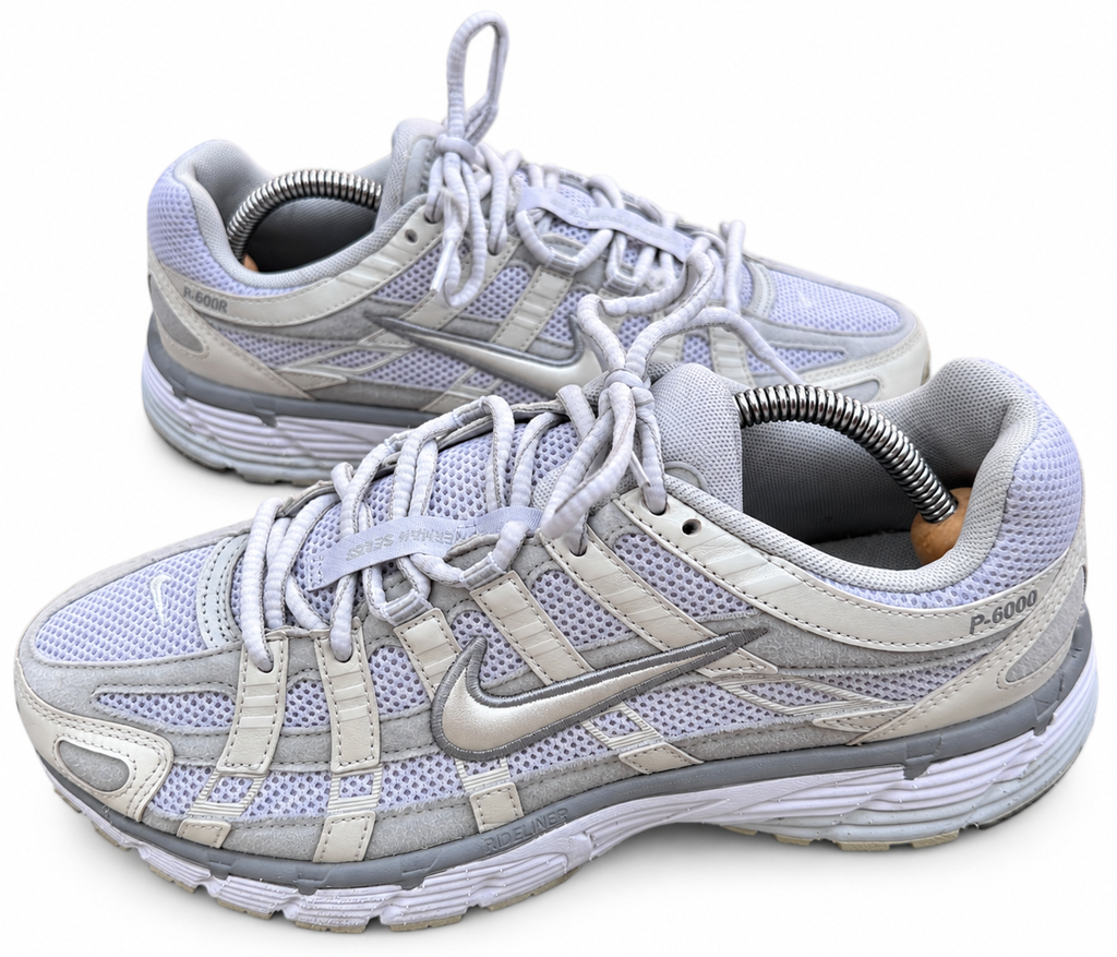Nike P-6000 Trainers UK 7 Womens White Silver Grey Y2K