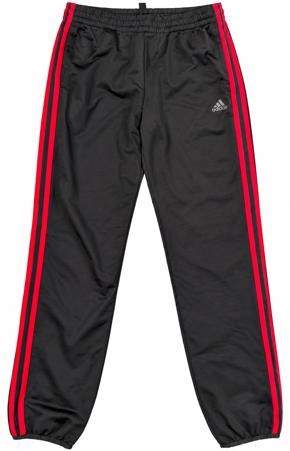Adidas Boys Tracksuit Bottoms 13-14 Years 164 Black Red 3 Stripe Joggers