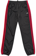 Adidas Boys Tracksuit Bottoms 13-14 Years 164 Black Red 3 Stripe Joggers