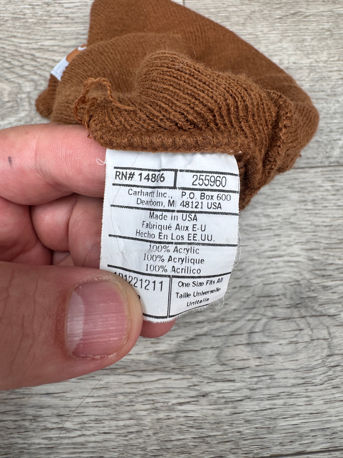 Carhartt Beanie Hat Brown Made In USA Logo Cuffed Knit Watch Cap Workwear