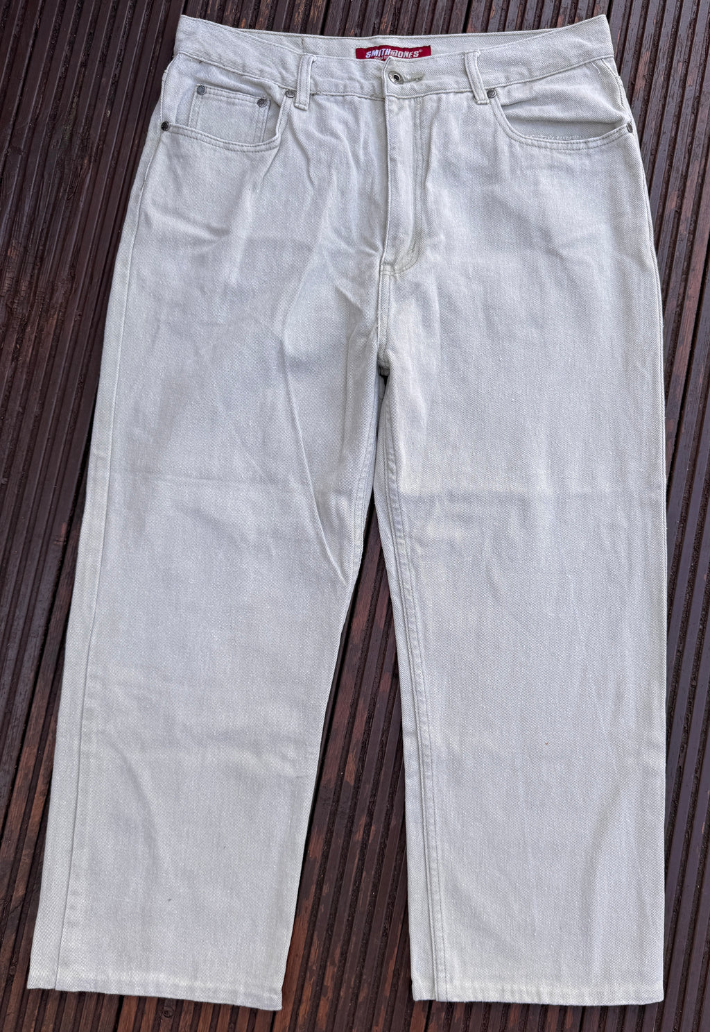 Smith & Jones Mens Jeans Light Grey Denim Straight Leg W 36 L 30