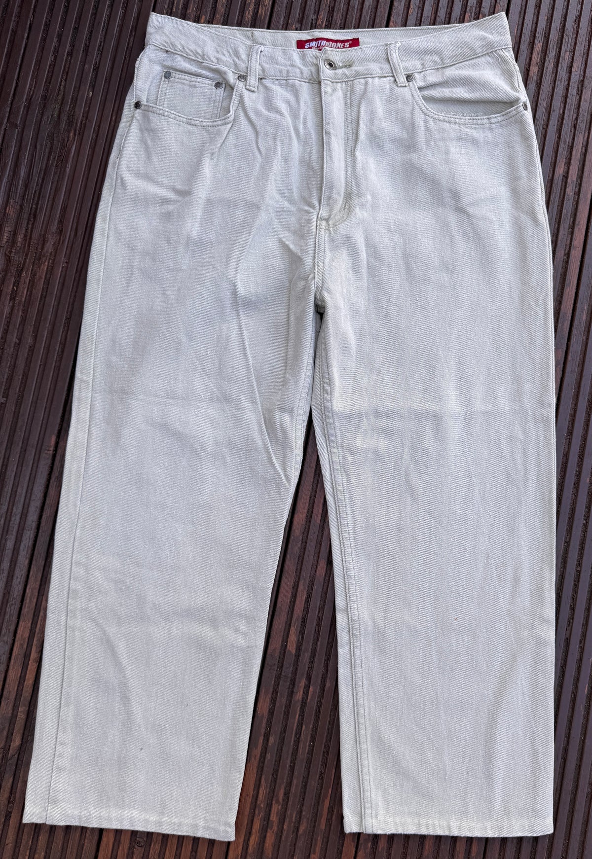 Smith & Jones Mens Jeans Light Grey Denim Straight Leg W 36 L 30