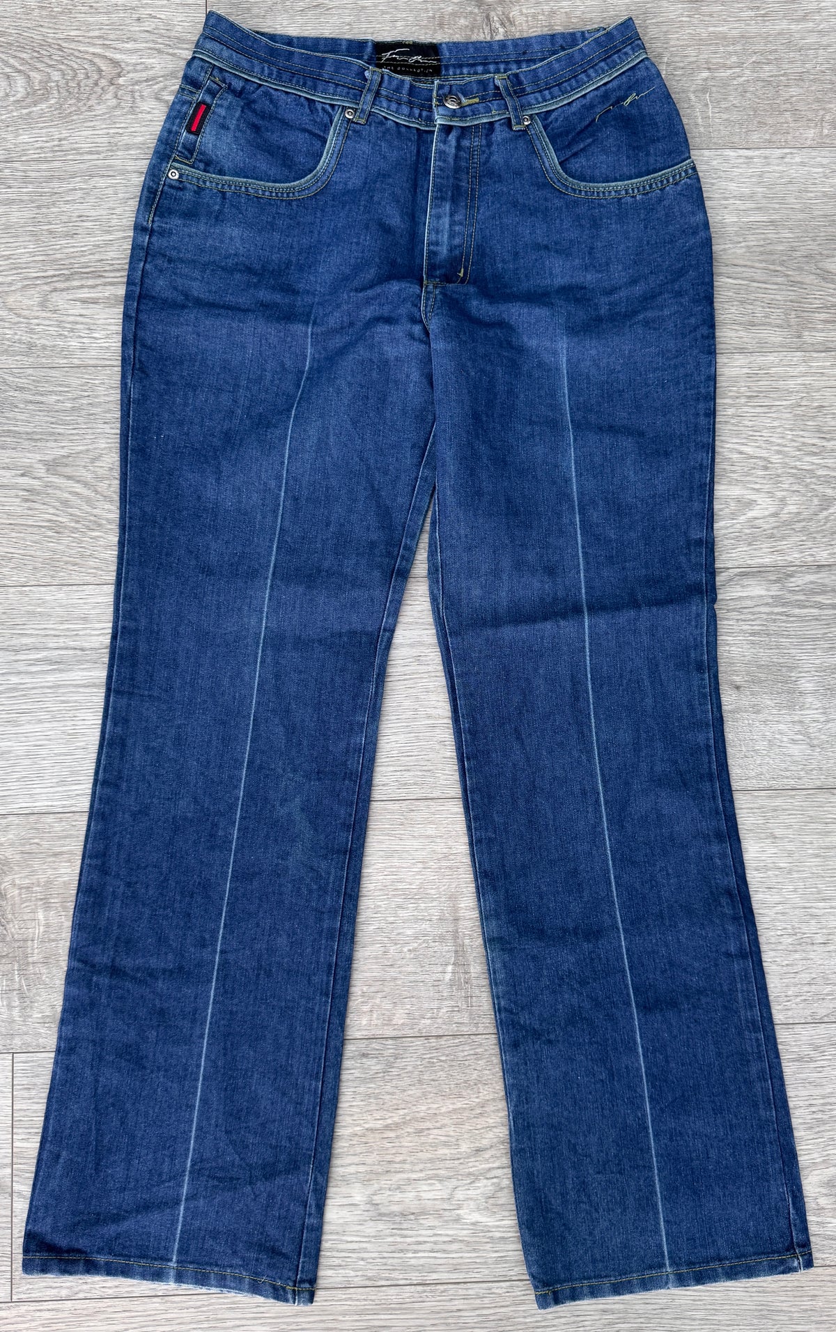Vintage FUBU The Collection Jeans W 30 L 30 Blue Denim Flared Y2K 90s Hip Hop