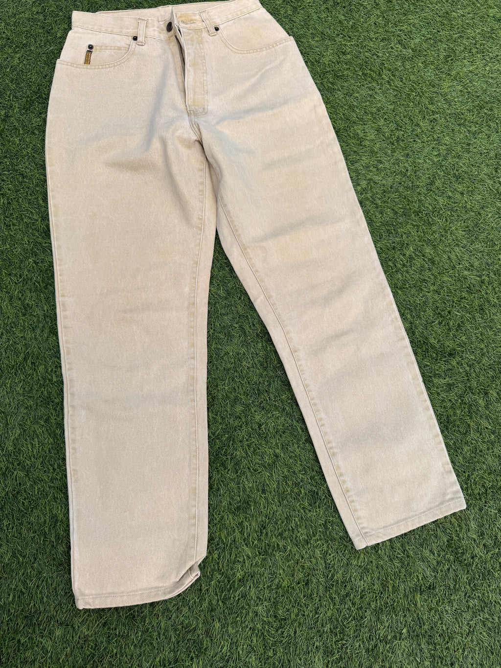 Armani Jeans Mens Beige Cream Denim Jeans Straight Leg W28 L28