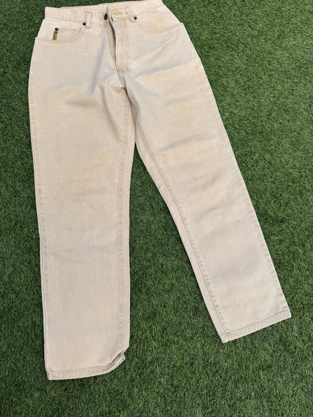 Armani Jeans Mens Beige Cream Denim Jeans Straight Leg W28 L28