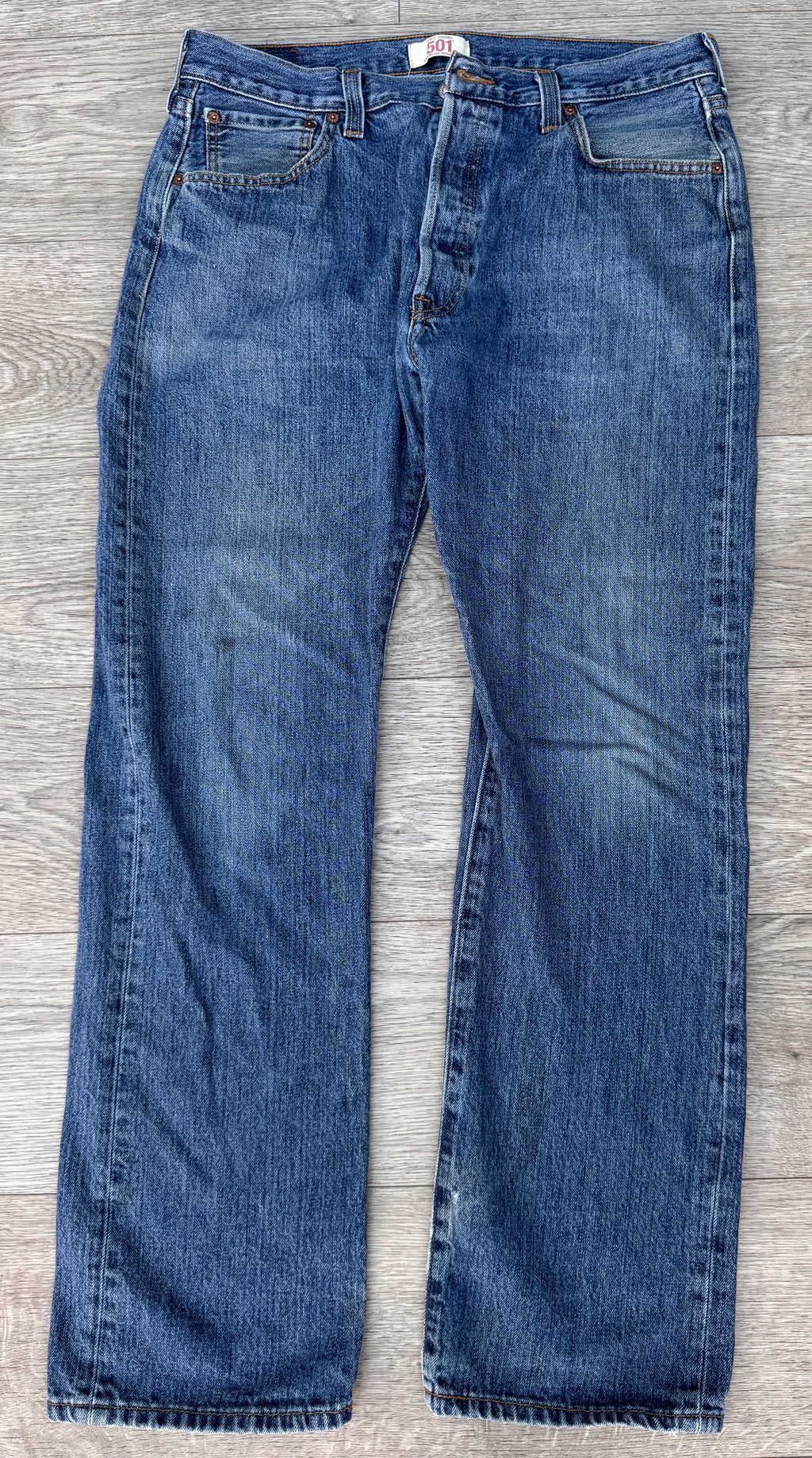 Levis 501 Mens Jeans W36 L32 Blue Denim Straight Leg Button Fly Regular Fit