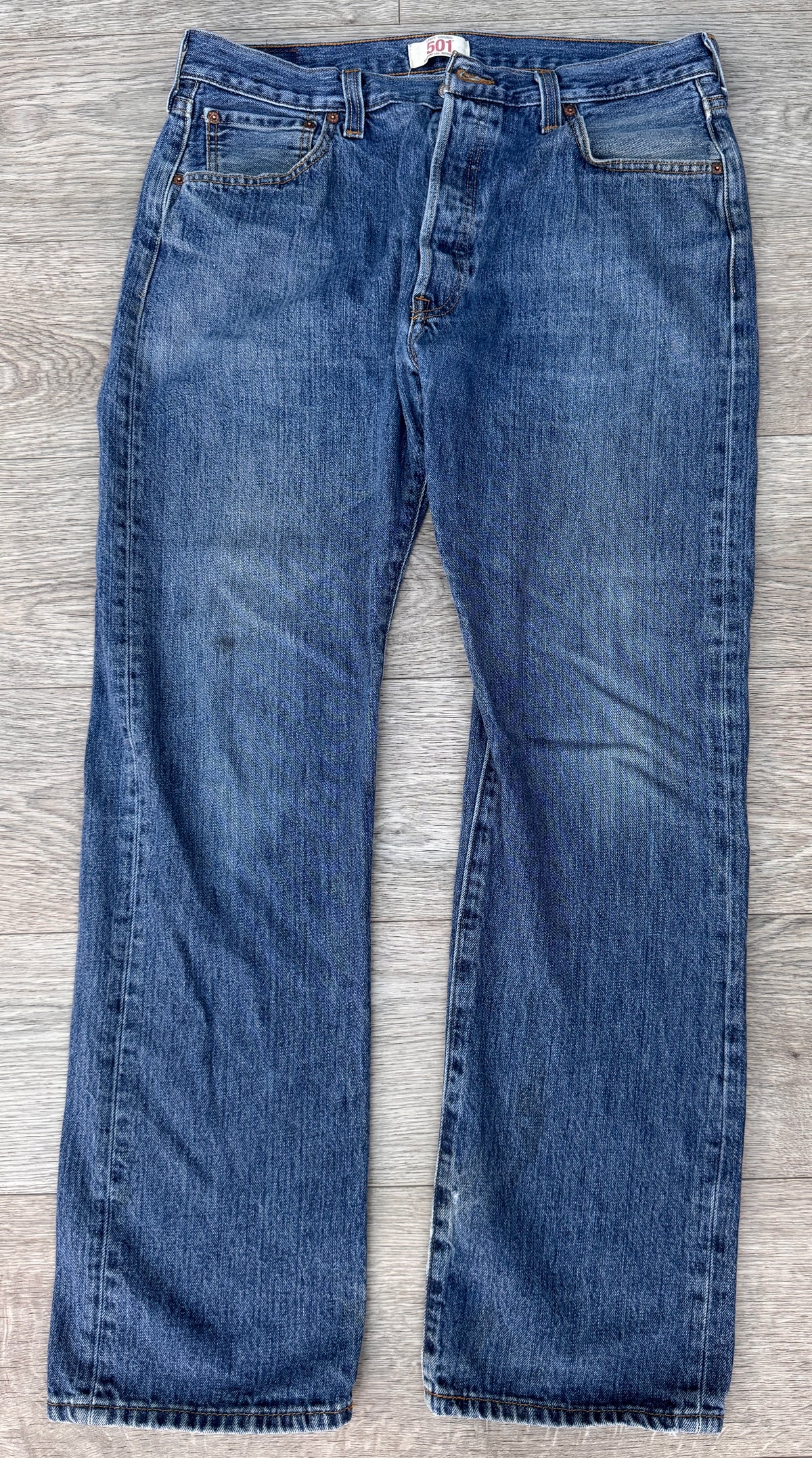 Levis 501 Mens Jeans W36 L32 Blue Denim Straight Leg Button Fly Regular Fit