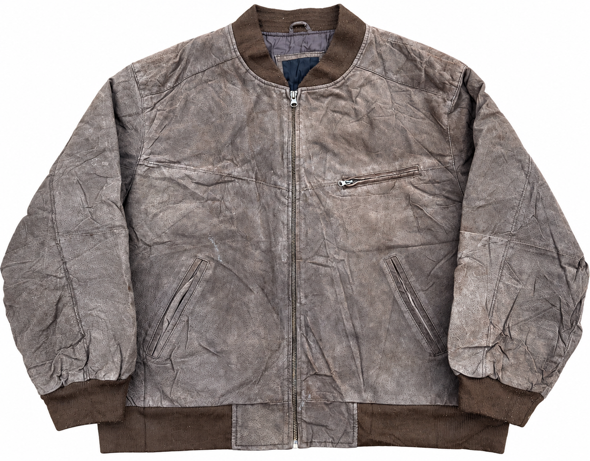 M Flues Mens Real Leather Bomber Jacket Brown Vintage Distressed Biker XL
