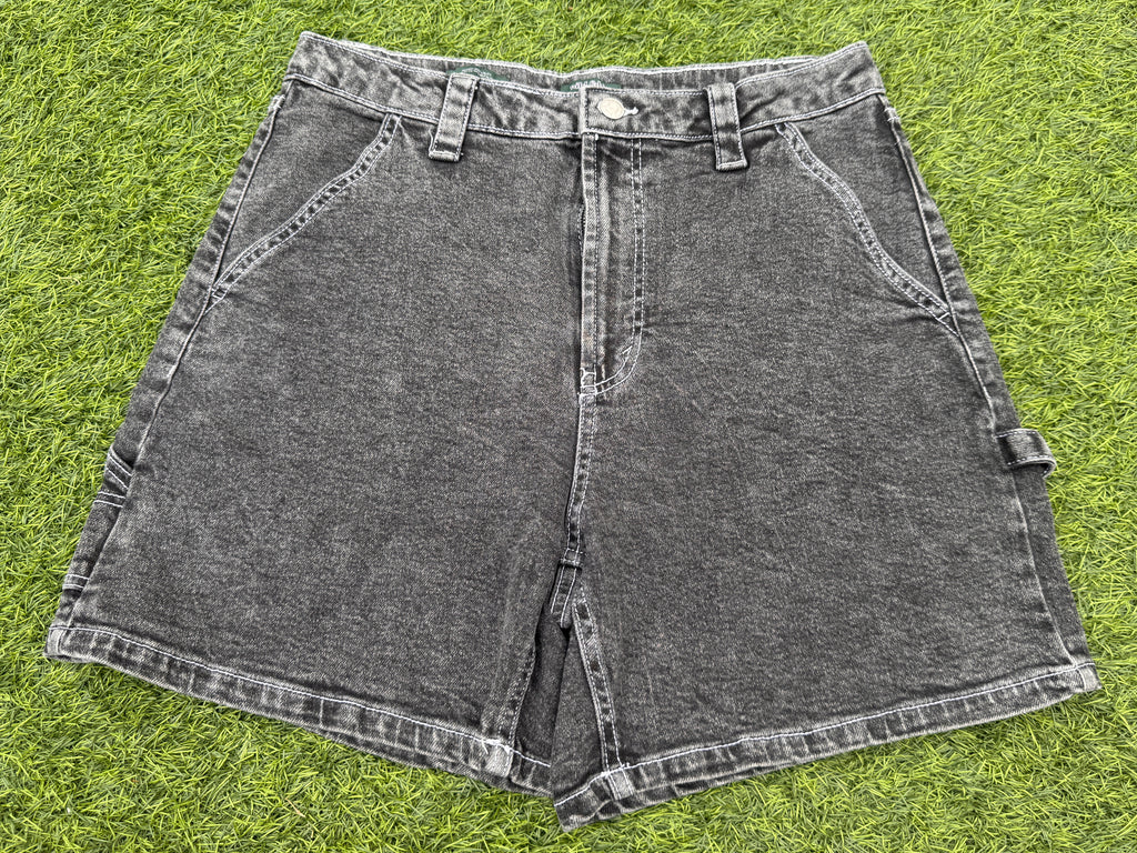 Wild Fable Womens Denim Shorts Size 12 Black Acid Wash Carpenter Utility Y2K