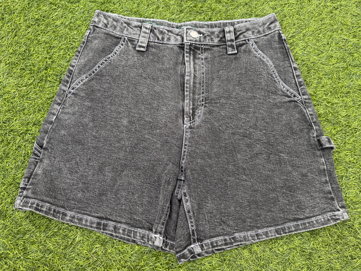 Wild Fable Womens Denim Shorts Size 12 Black Acid Wash Carpenter Utility Y2K