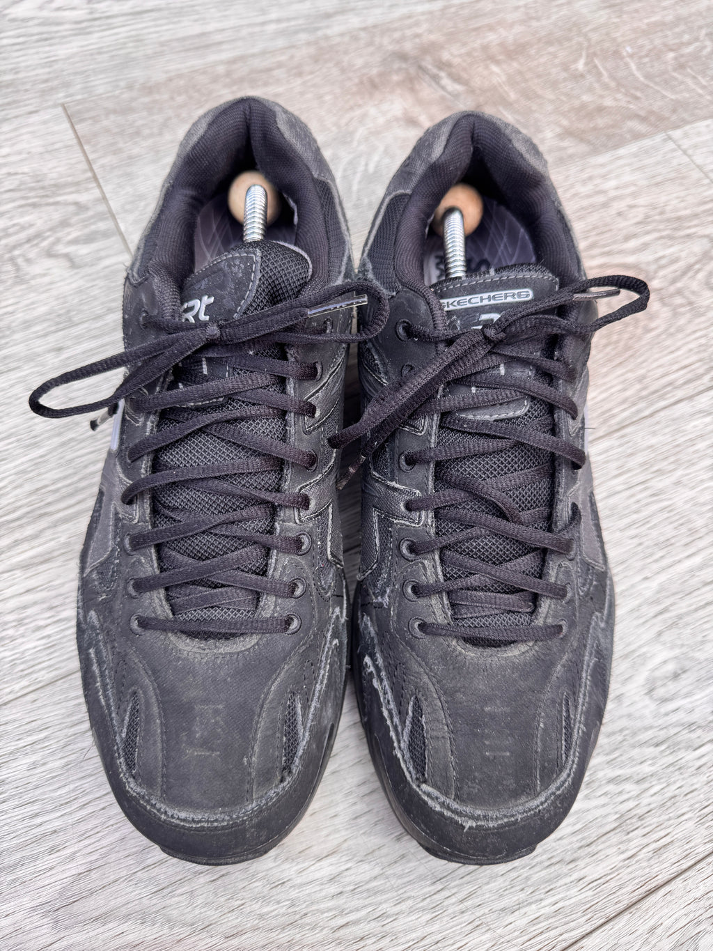 Skechers Shape Ups Radius Mens Black Leather Walking Trainers Fitness UK 10