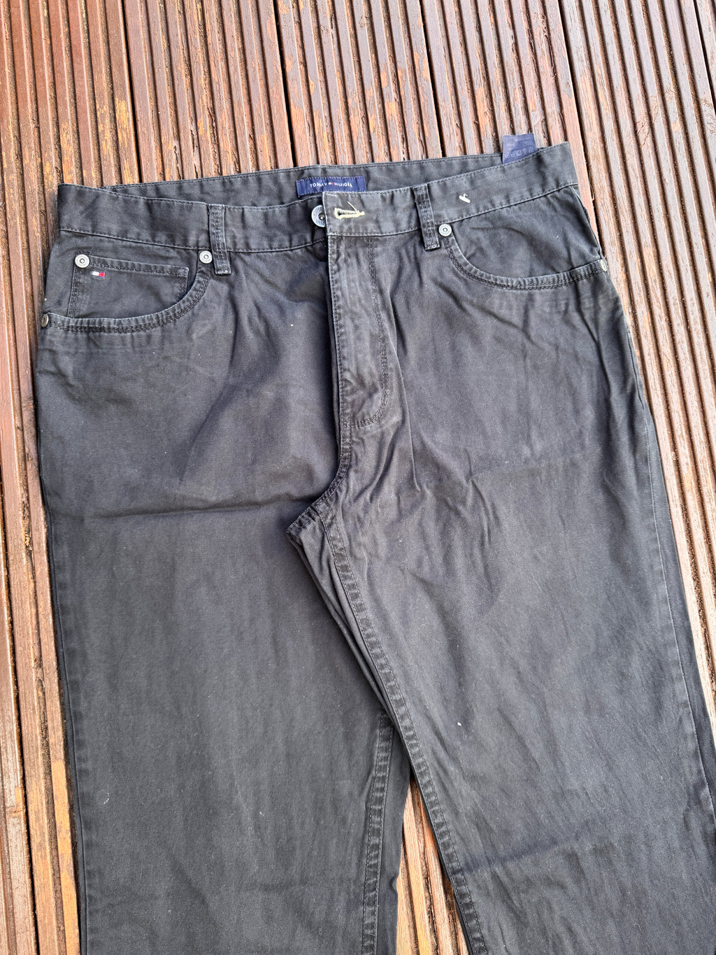 Tommy Hilfiger Mens Black Jeans W36 L30 Straight Leg Denim Trousers