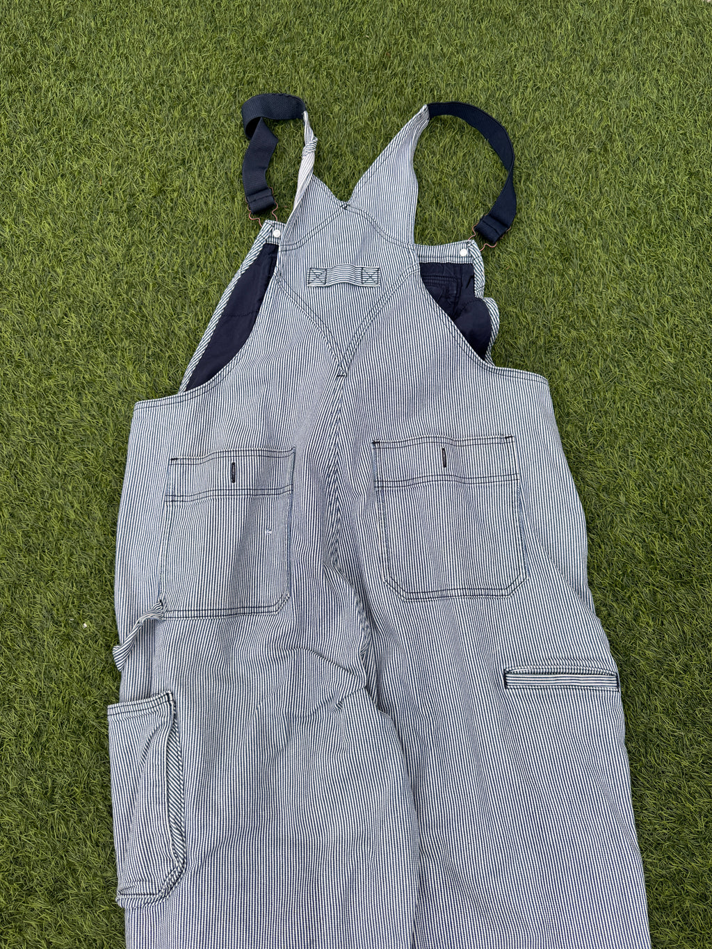 Duluth Trading Co L x 33 Hickory Stripe Bib Overalls Workwear Dungarees