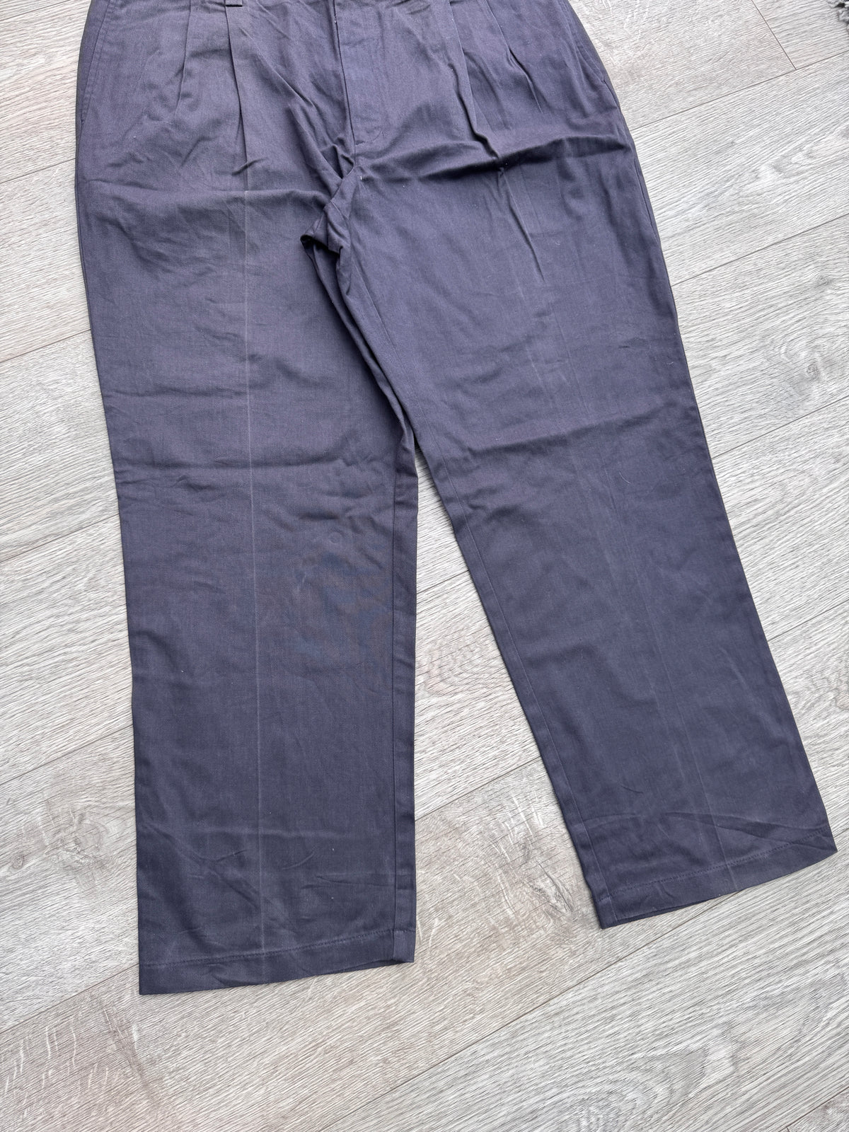 Tommy Hilfiger Mens Navy Blue Pleated Chino Trousers W40 L30 Straight Leg
