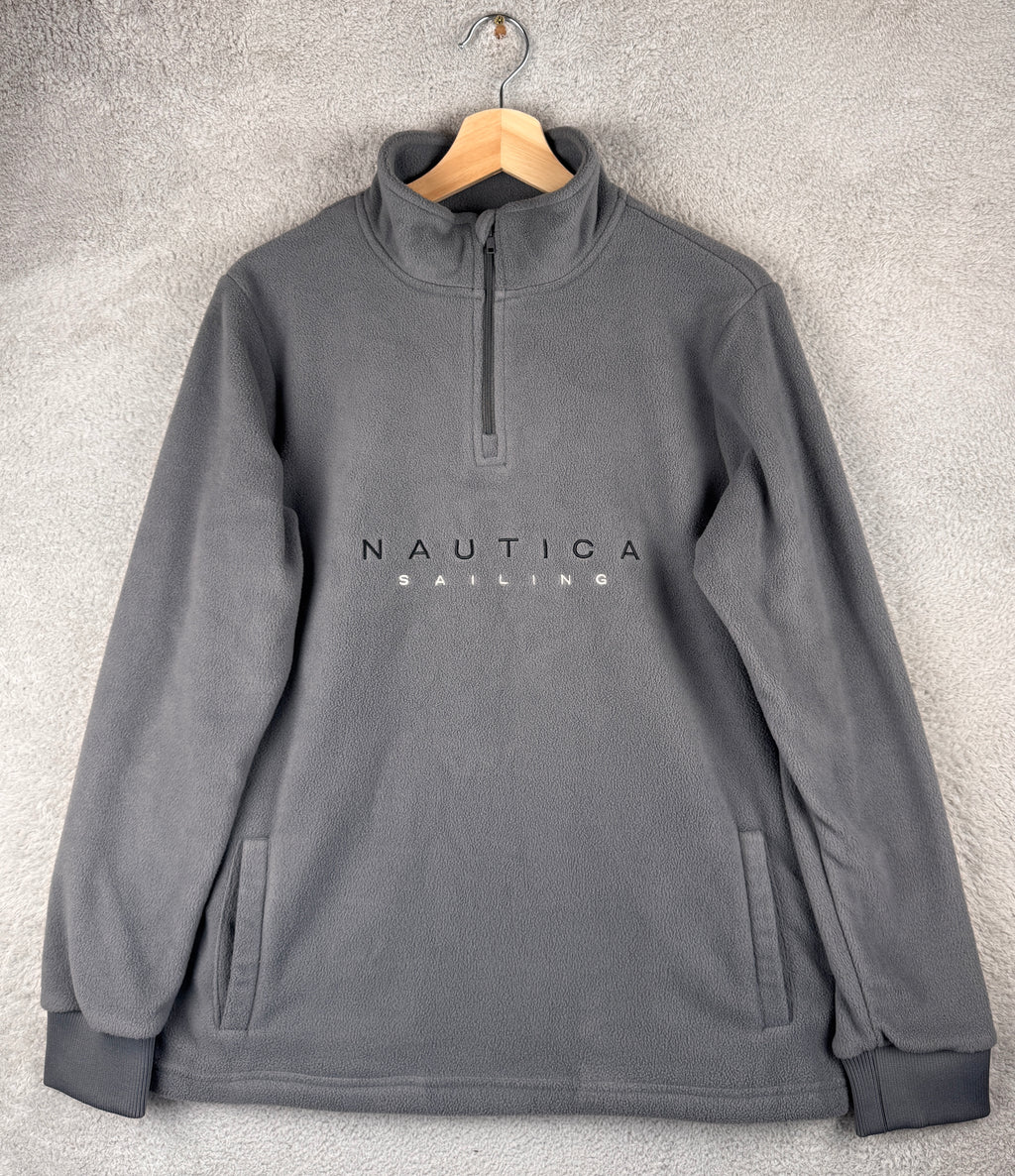Nautica Sailing Mens Medium Grey Quarter Zip Fleece Jumper Pullover