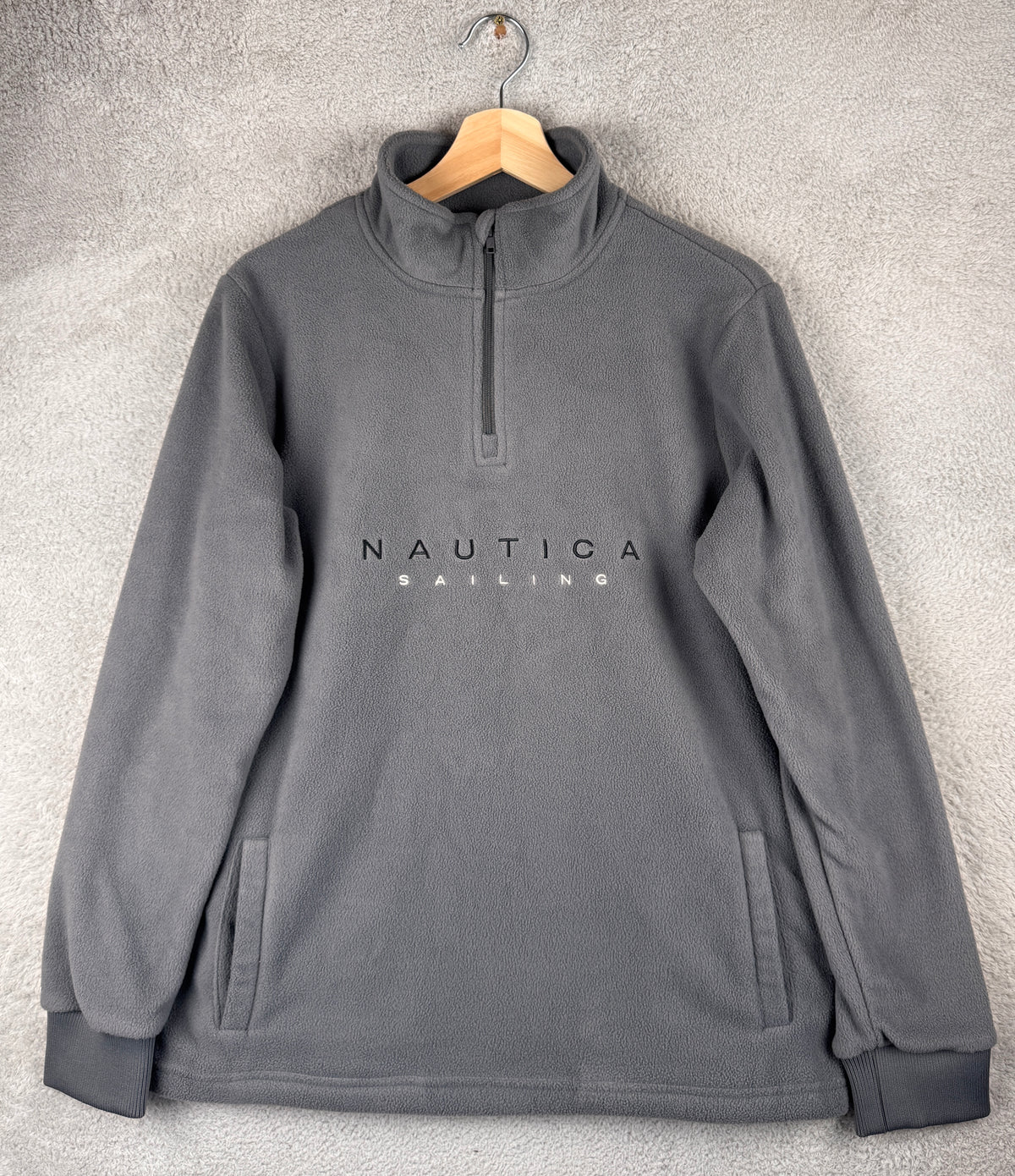 Nautica Sailing Mens Medium Grey Quarter Zip Fleece Jumper Pullover