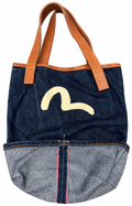 Evisu Denim Tote Bag Made In Italy Selvedge Seagull Logo Shopper Handbag