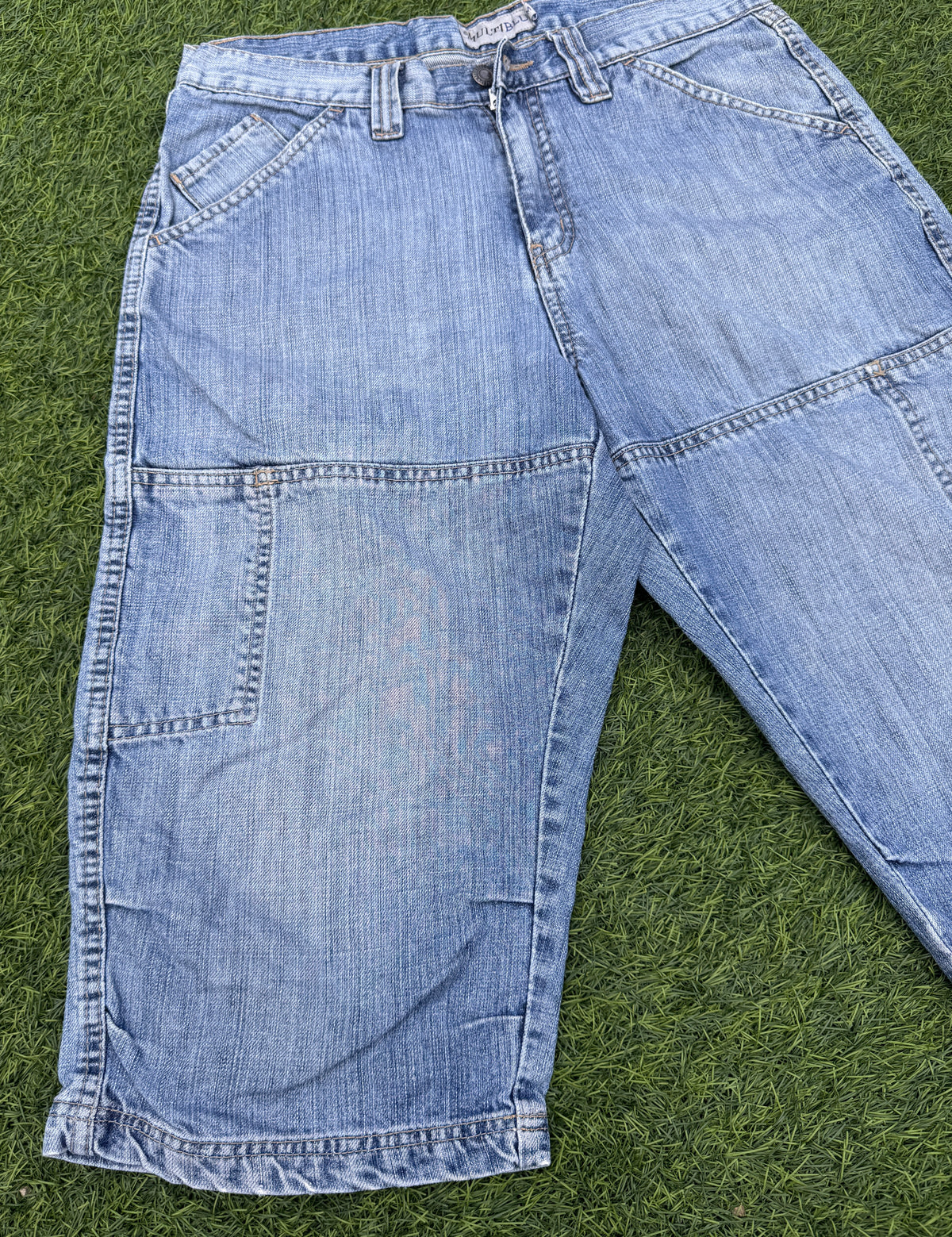 Multiblu Mens Baggy Denim Jorts Blue Y2K Skater Long Jean Shorts Carpenter W 30