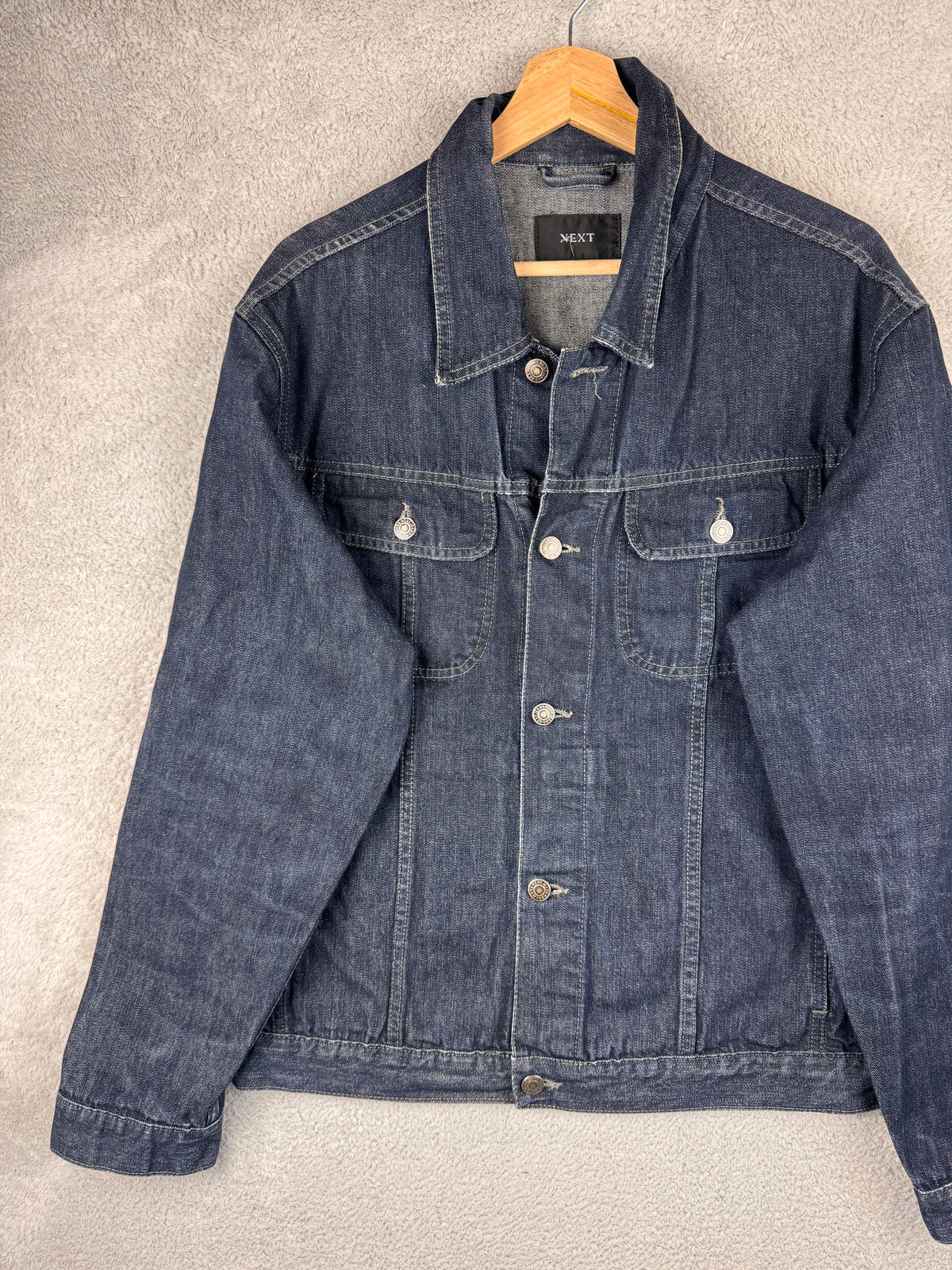 Next Womens Denim Jacket Large Dark Blue Indigo Trucker Western
