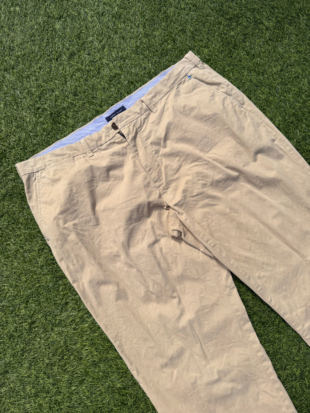 Tommy Hilfiger Mens Chino Trousers Beige W40 L32 Cotton Smart