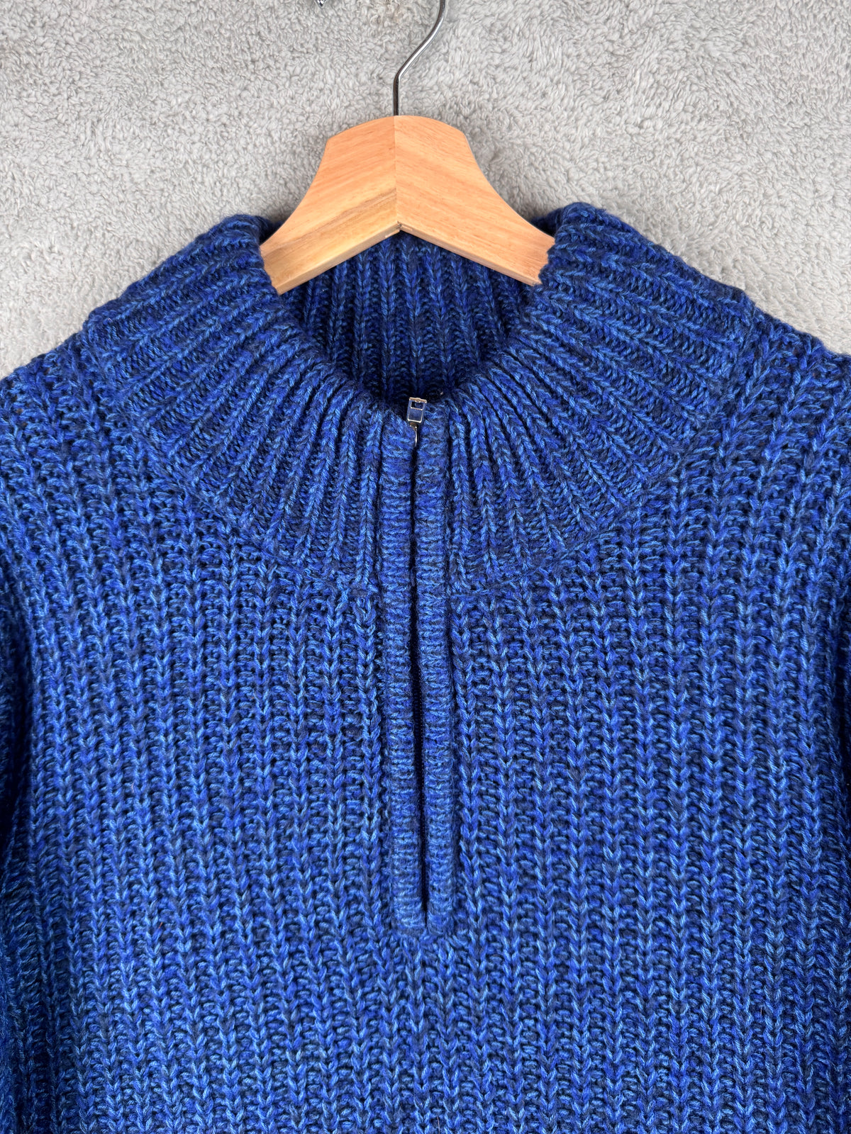 Joe Browns Mens XL Blue Chunky Knit Quarter Zip Jumper Pullover Winter