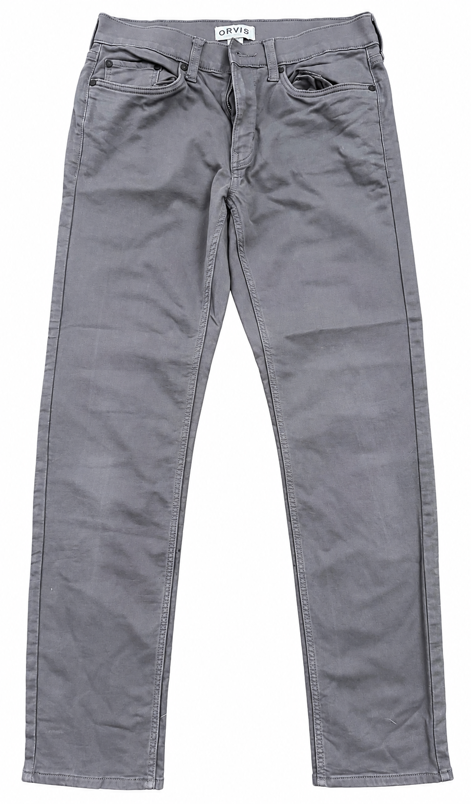 Orvis Mens Trousers W32 L34 Grey Straight Leg Cotton
