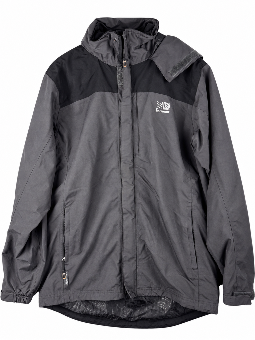 Karrimor Mens Waterproof Jacket Small Grey Black Hooded Outdoor Hiking Coat