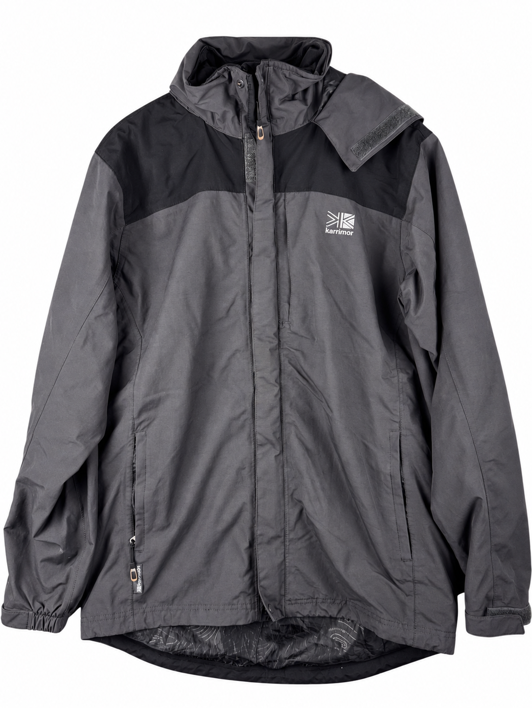 Karrimor Mens Waterproof Jacket Small Grey Black Hooded Outdoor Hiking Coat