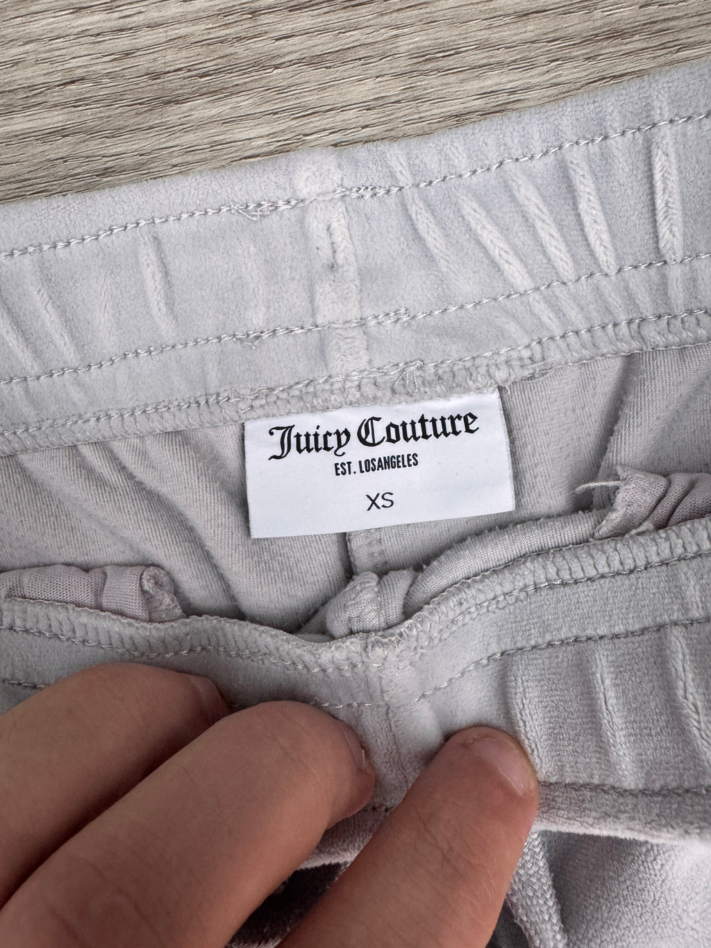 Juicy Couture Womens Velour Track Pants XS Grey Rhinestone Y2K Wide Leg