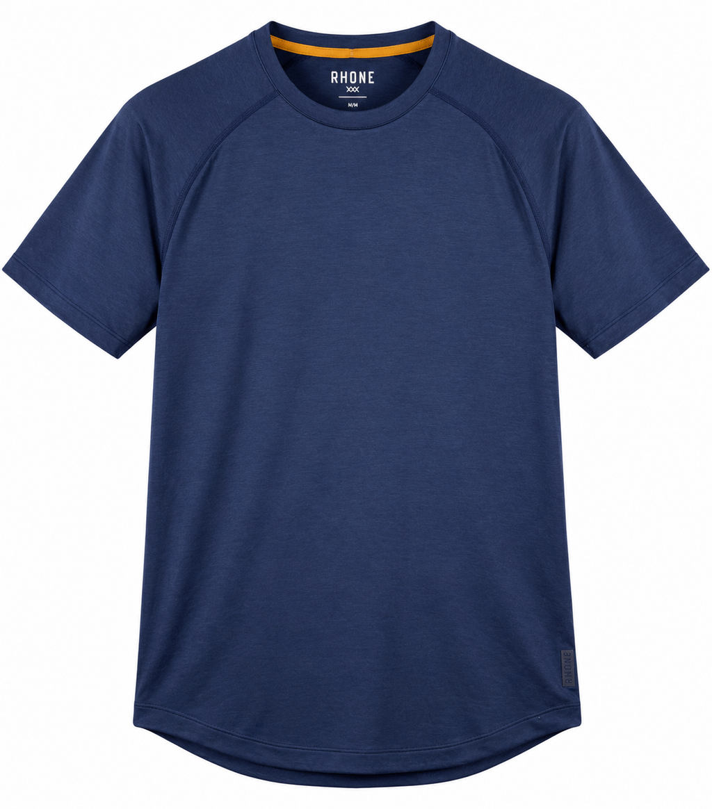 Rhone Mens Navy Blue Short Sleeve Performance Training Gym T Shirt Size Medium
