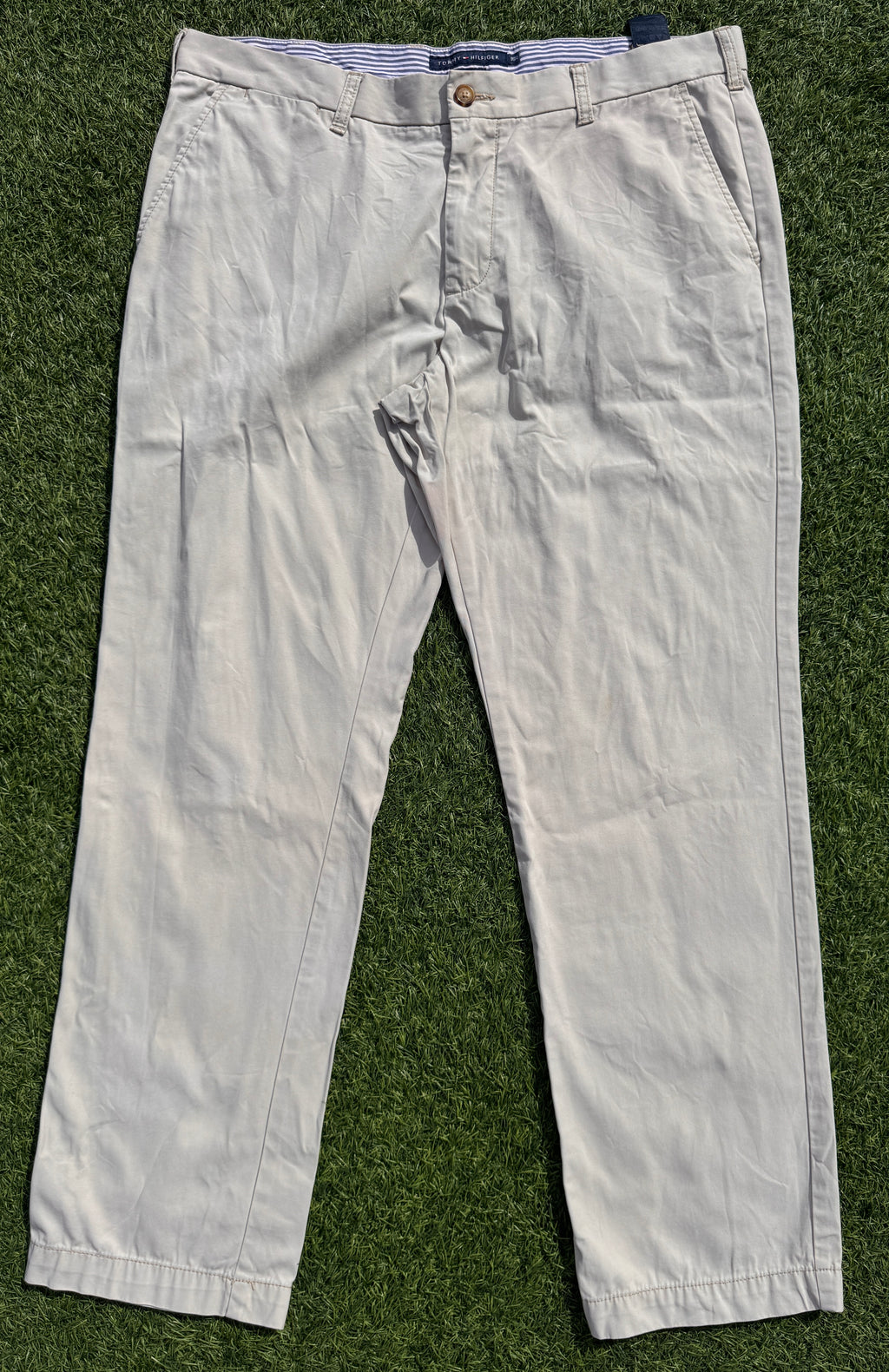 Tommy Hilfiger Mens Chino Trousers W38 L32 Beige Tailored Fit