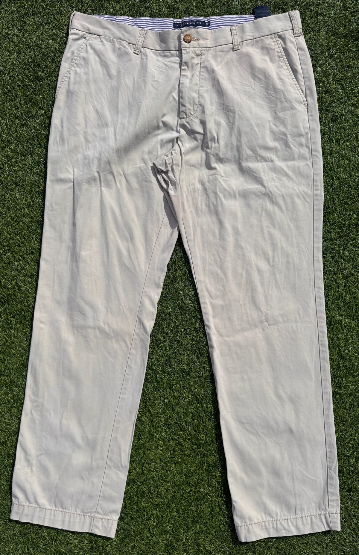 Tommy Hilfiger Mens Chino Trousers W38 L32 Beige Tailored Fit