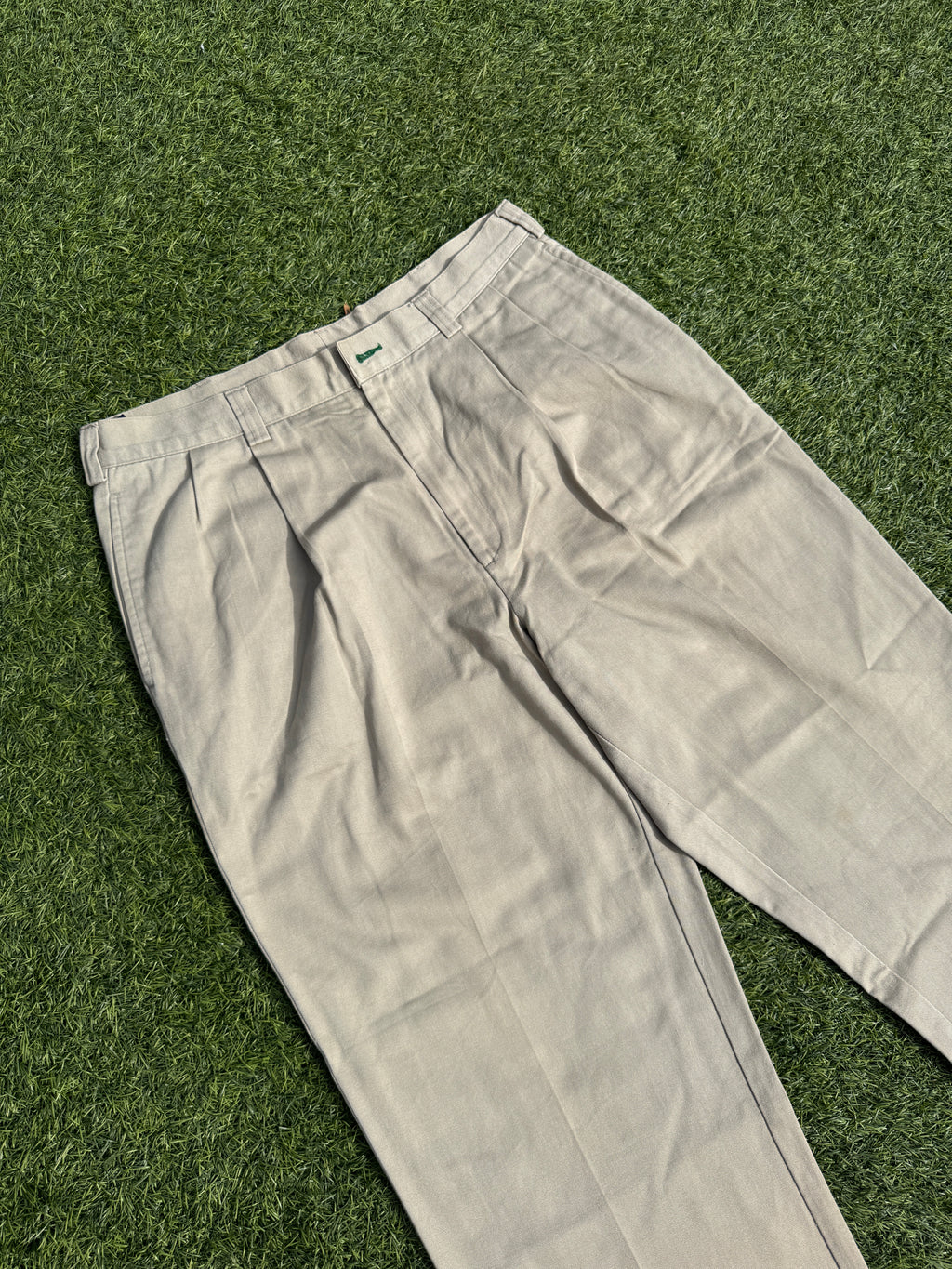 Tommy Hilfiger Mens Chino Trousers W30 L30 Beige Pleated Straight Leg Vintage