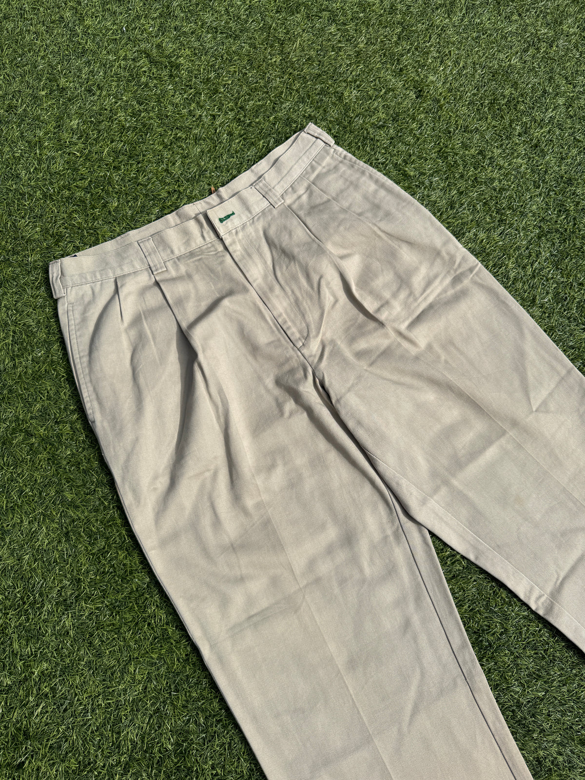 Tommy Hilfiger Mens Chino Trousers W30 L30 Beige Pleated Straight Leg Vintage
