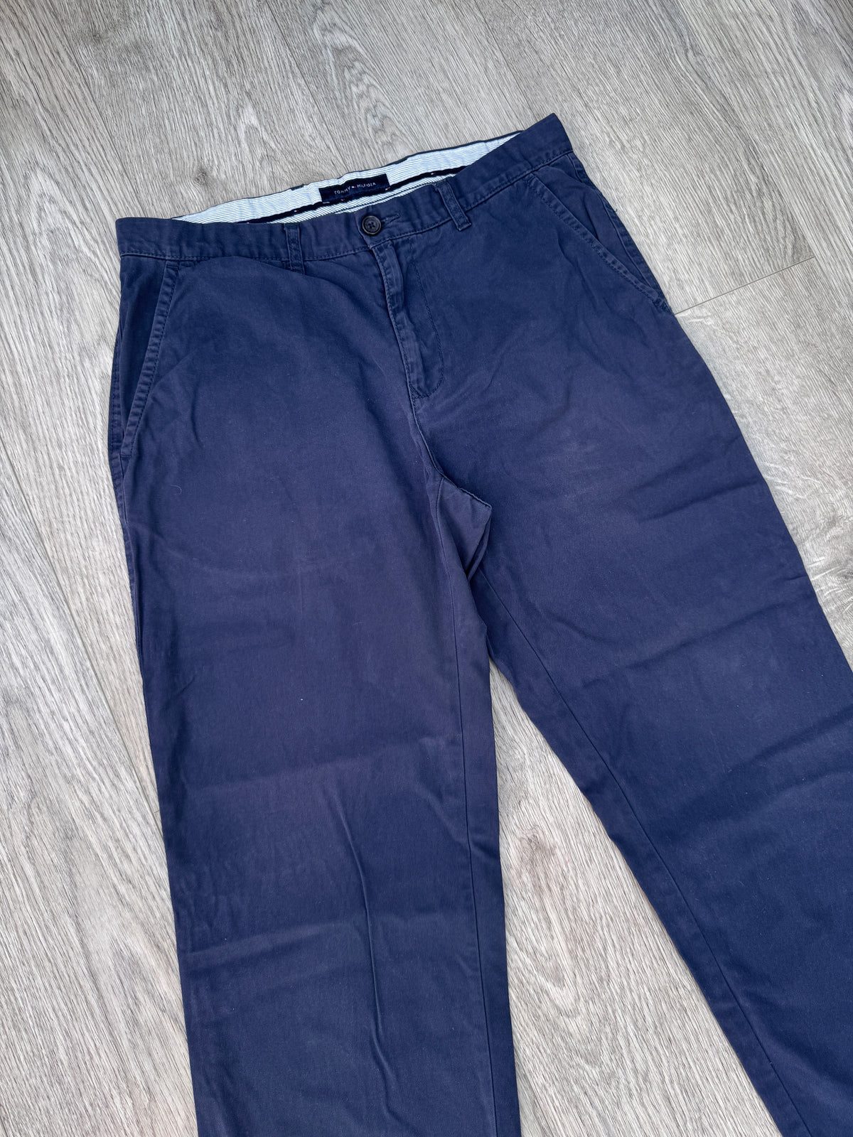 Tommy Hilfiger Mens Chinos W32 L30 Navy Blue Straight Leg Trousers
