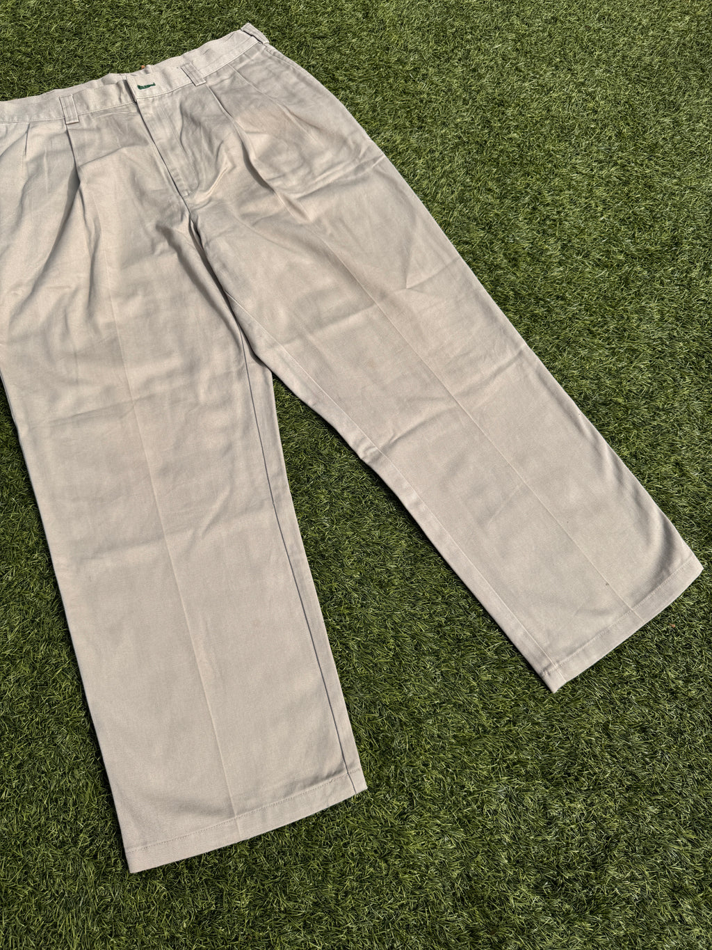 Tommy Hilfiger Mens Chino Trousers W30 L30 Beige Pleated Straight Leg Vintage