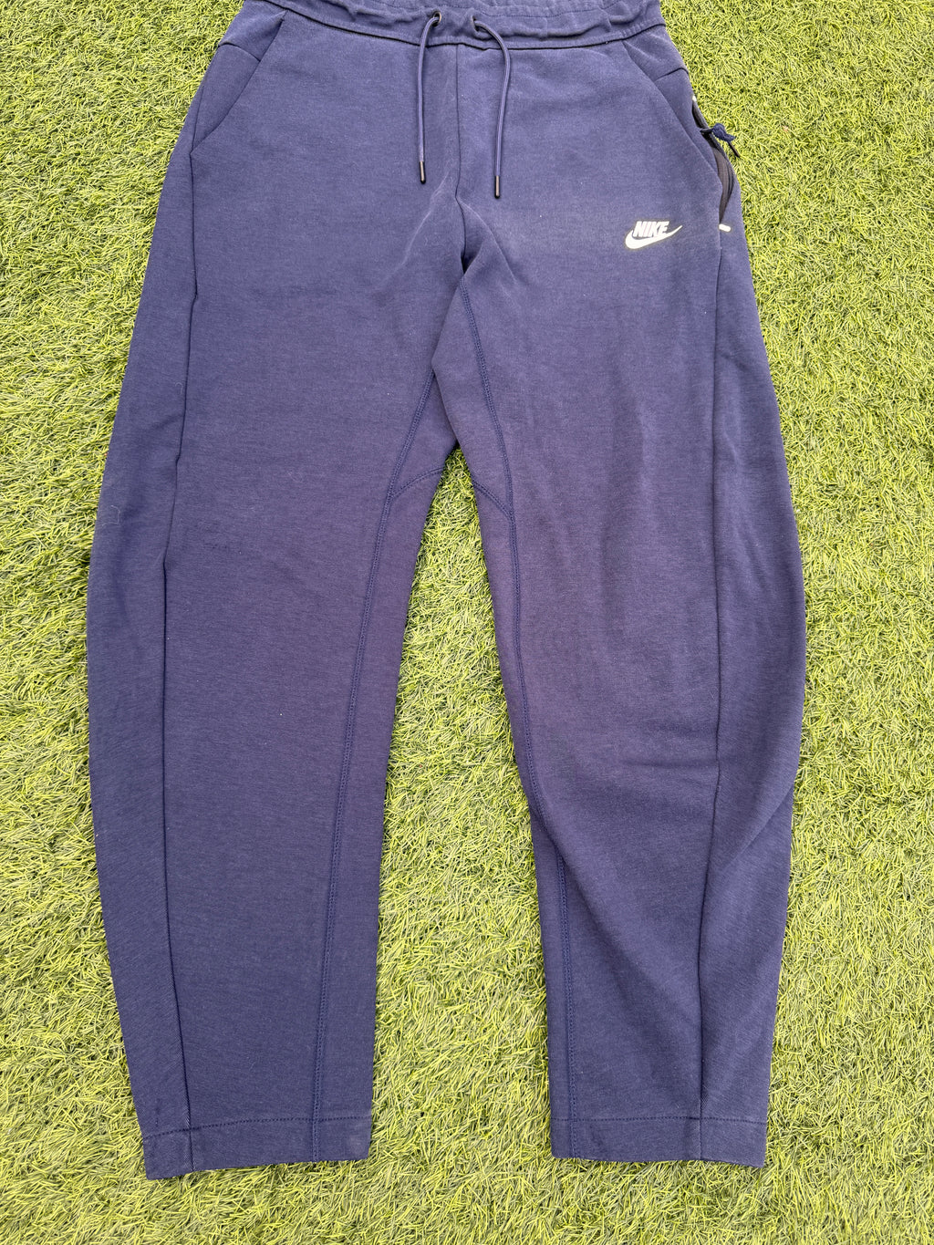 Nike Mens Joggers Small Navy Blue Tracksuit Bottoms Slim Fit Swoosh