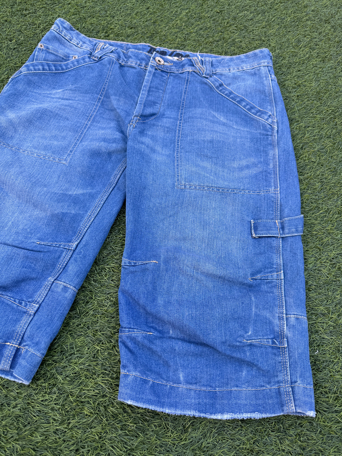 Denim Co Mens Blue Denim Carpenter Shorts W36 Baggy Long Y2K Utility