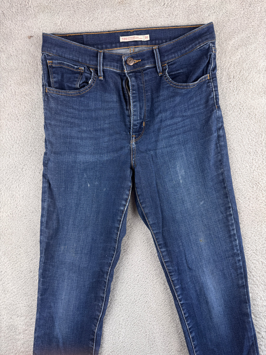 Levis 720 Womens Jeans W30 L30 High Rise Super Skinny Stretch Blue Denim