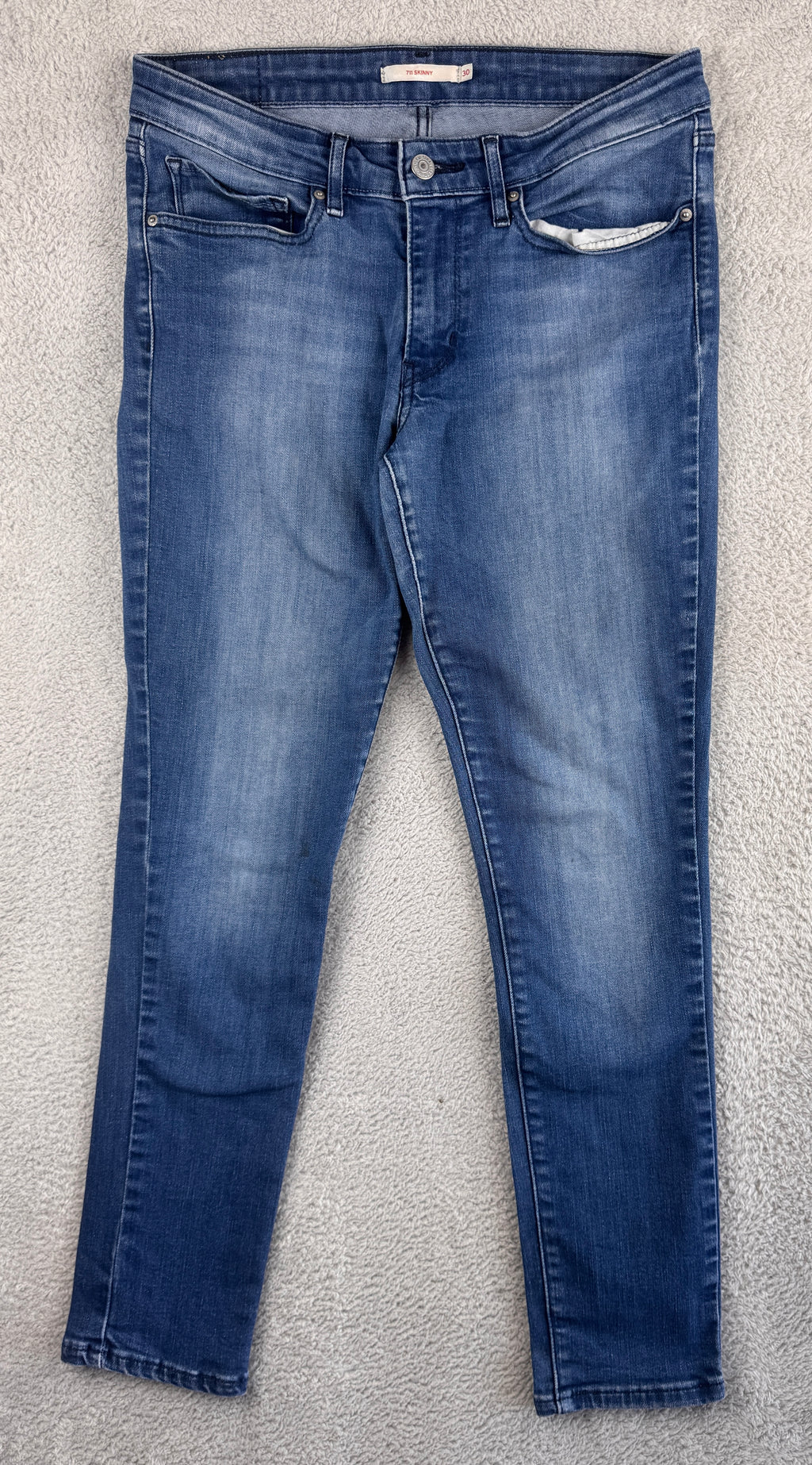 Levis 711 Skinny Womens Jeans W30 L 28 Blue Stretch Denim Slim Fit