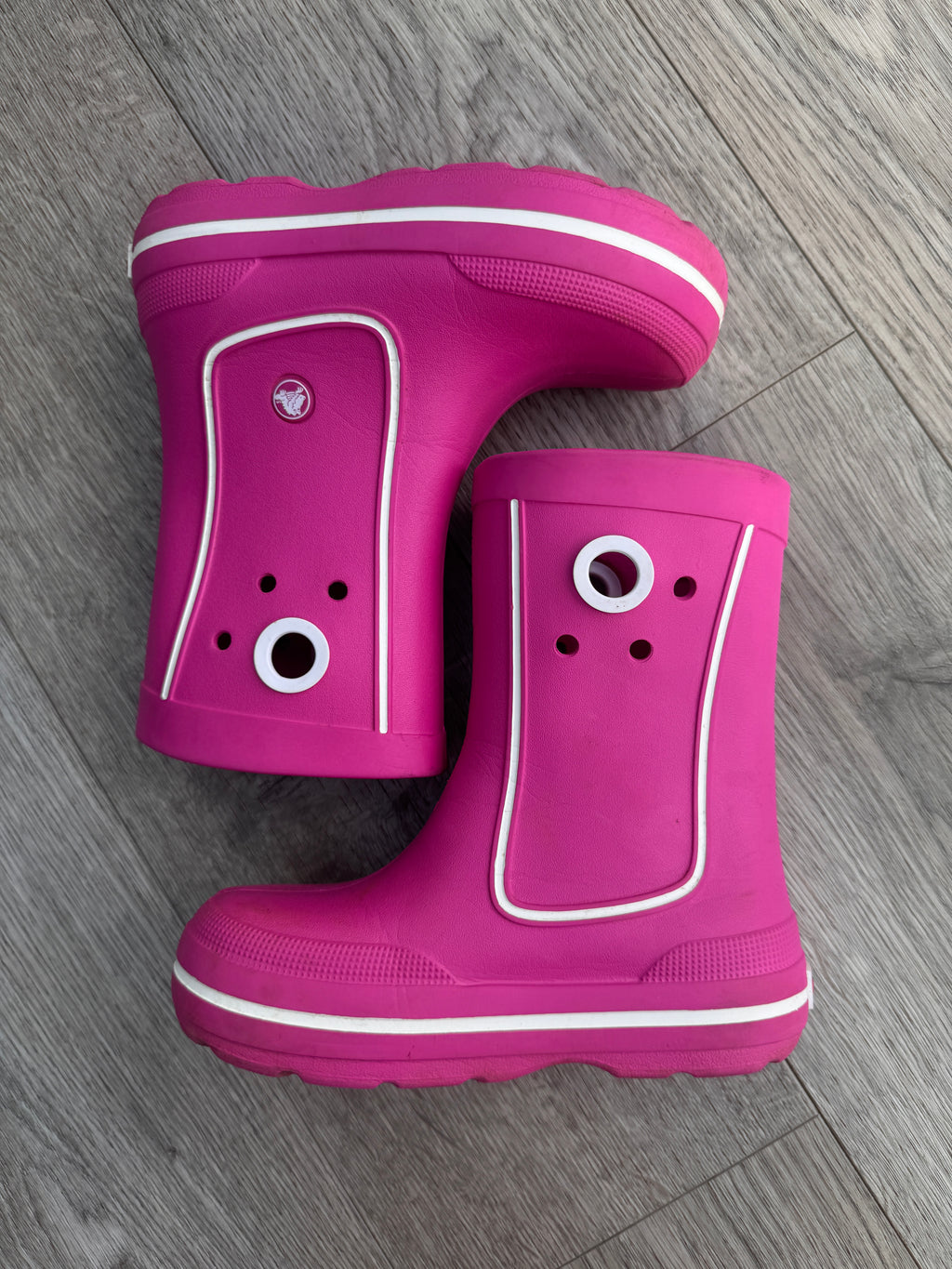 Crocs Kids Wellies Pink Rain Boots Waterproof Girls Size J1 11018 Wellington